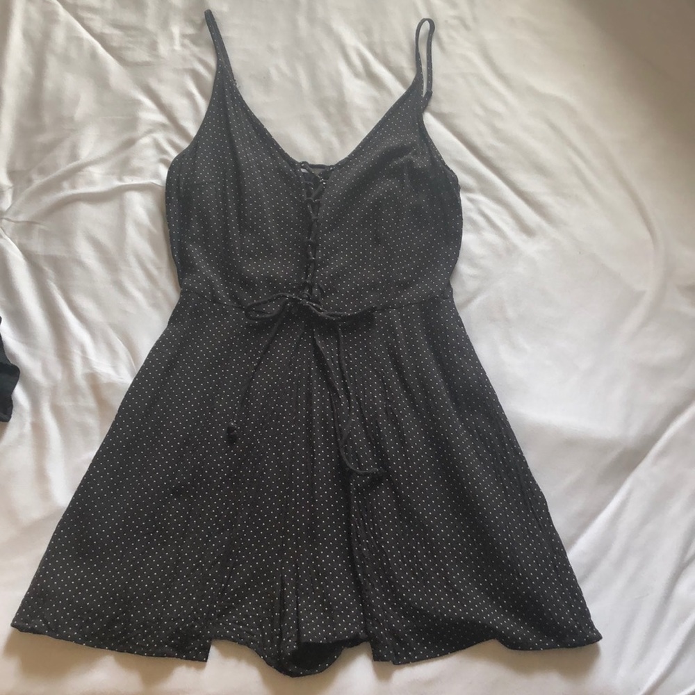 American Eagle black and white polka dot romper